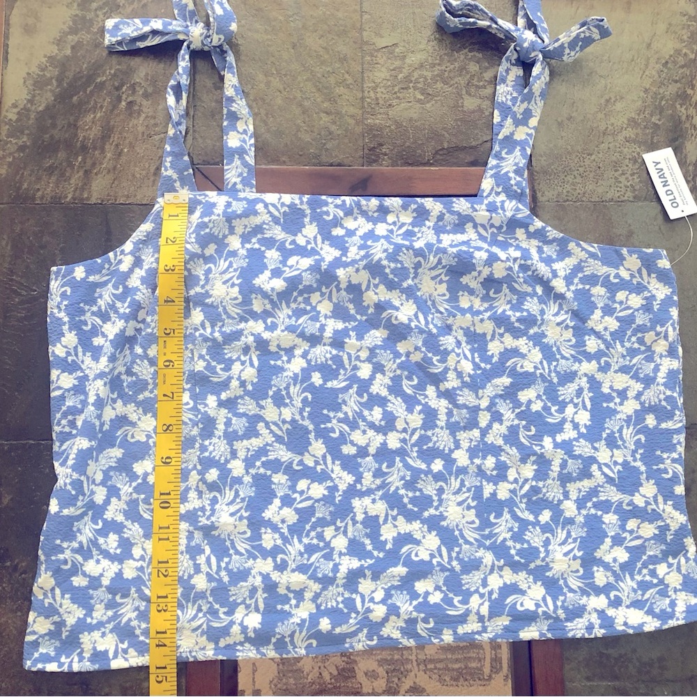 NEW Old Navy Women's Fitted Tie Shoulder Cropped Dobby Corset Cami Top Blue XL - Picture 10 of 11
